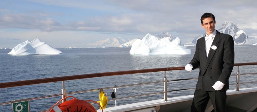 6 star assistant waiter on cruise ship, Antarctica, 28 yrs old